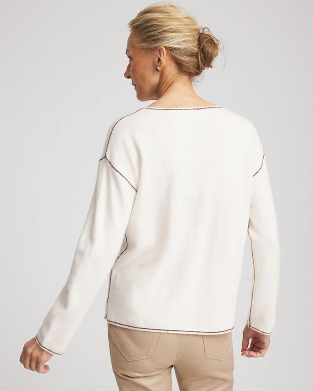 Contrast Stitch V-Neck Sweater - image 3